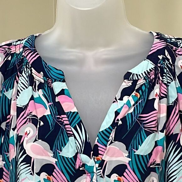 NWOT Crown & Ivy Curvy Flamingo Blouse.  Size 0X plus - Picture 2 of 7